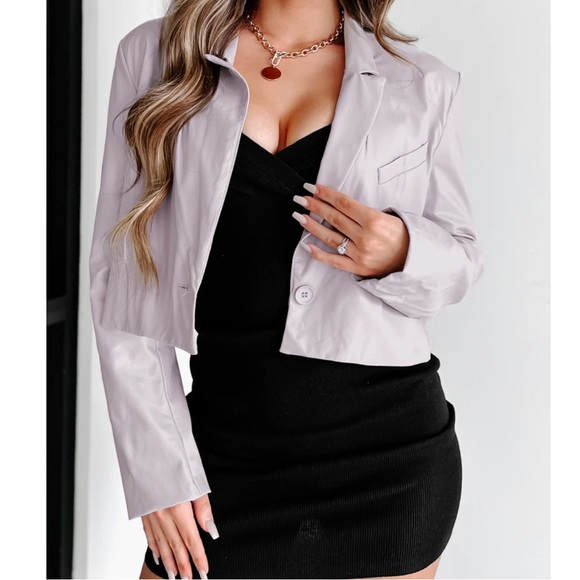 Faux Leather Crop Jacket - Picture 6 of 11